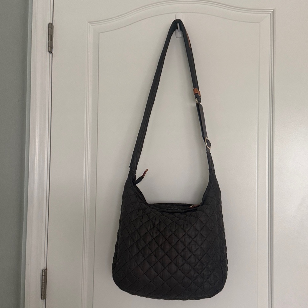 MZ WALLACE Parker Quilted Nylon Crossbody Bag Messenger Bag Purse Gray Medium Sz - Picture 9 of 16